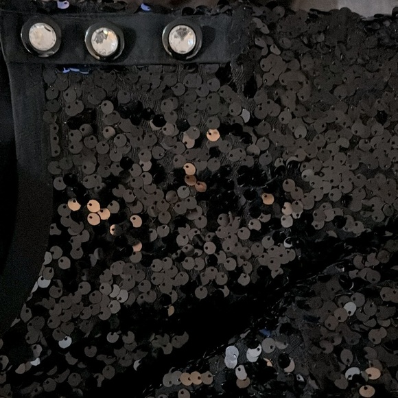 SEE By CHLOE Sequin Mini Dress Black sh sleeve Swifty Prom luxury designer sz4 - Picture 7 of 11